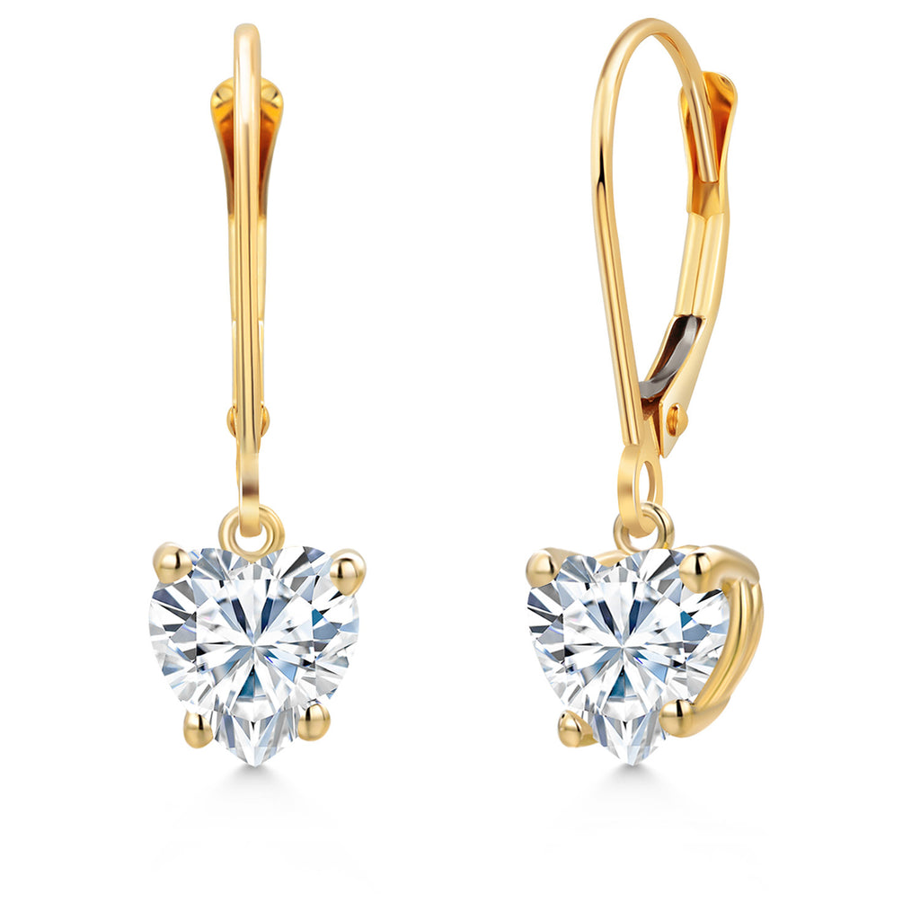 White Moissanite - April_Earrings in 14K Yellow Gold