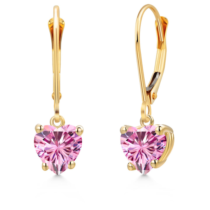 Pink Moissanite - April_Earrings in 14K Yellow Gold