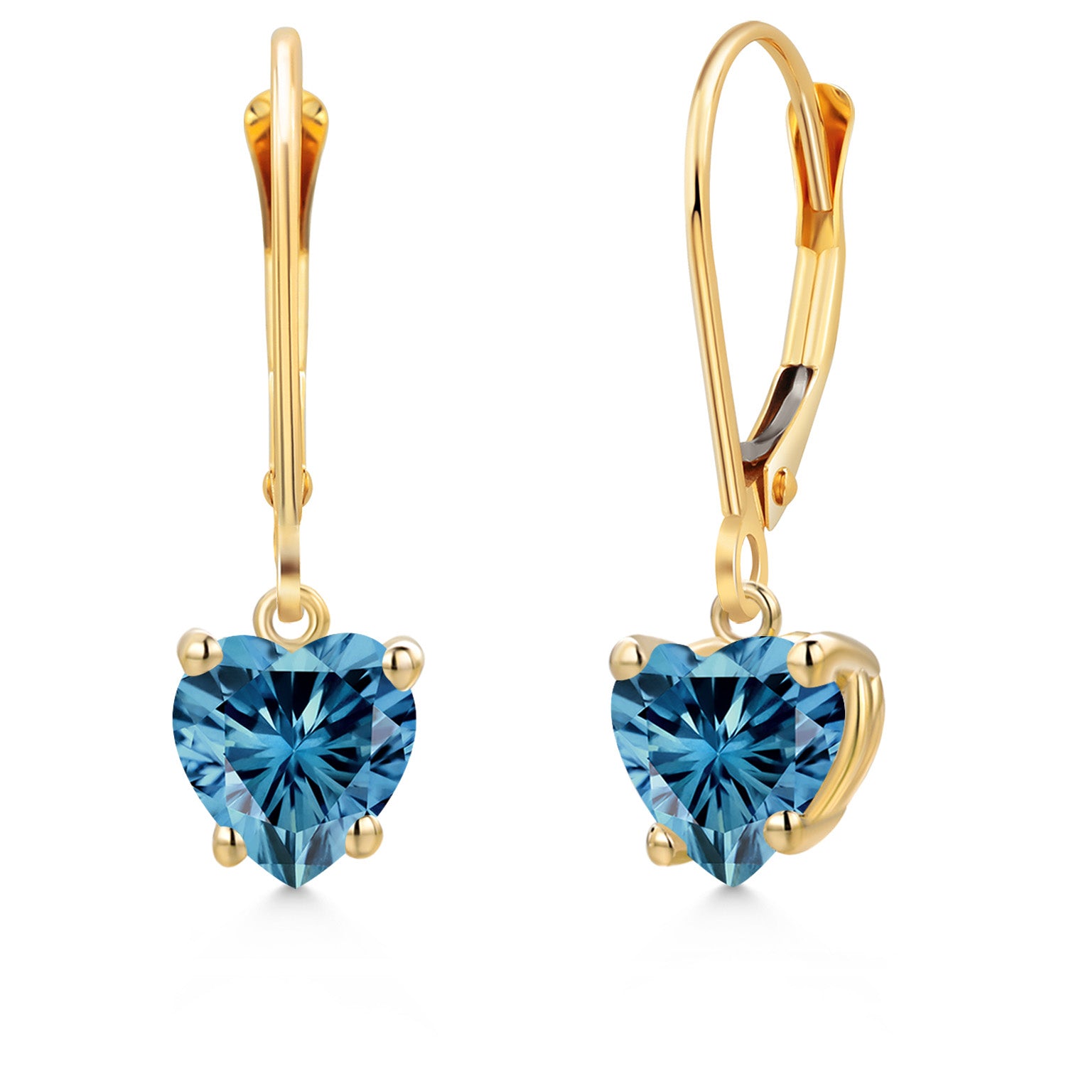 Persian Blue Moissanite - April_Earrings in 14K Yellow Gold