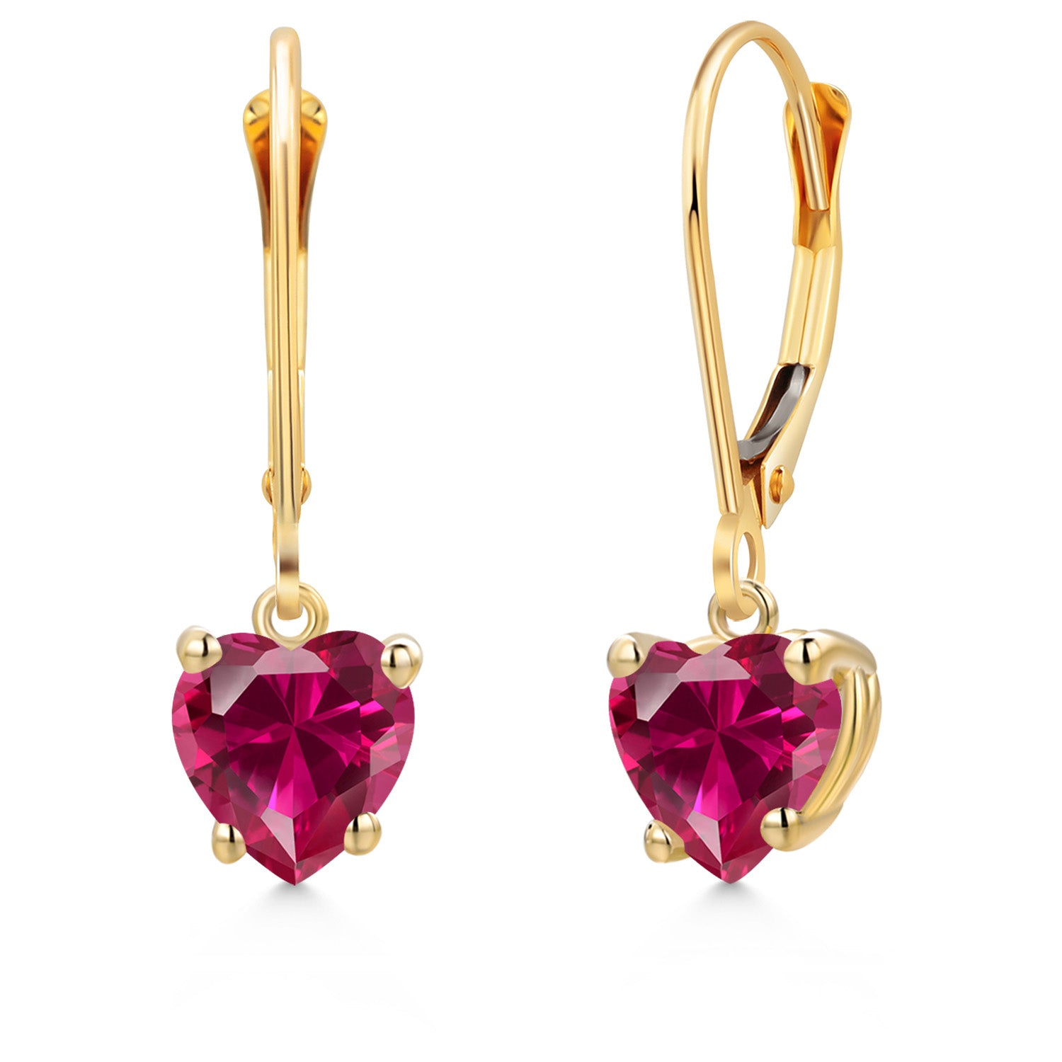 Created Ruby - July_Earrings in 14K Yellow Gold