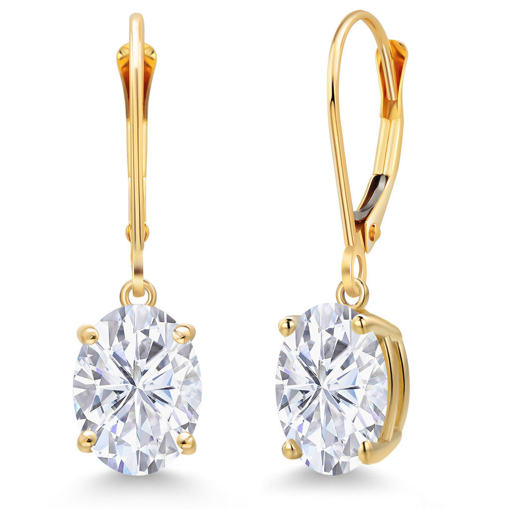 White Moissanite - April_Earrings in 14K Yellow Gold