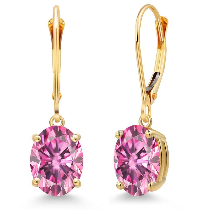 Pink Moissanite - April_Earrings in 14K Yellow Gold