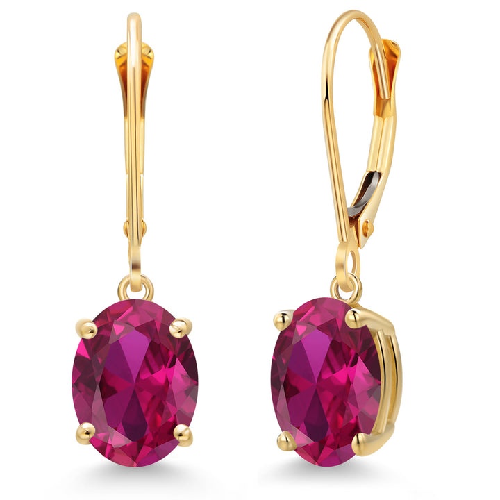 Created Ruby - July_Earrings in 14K Yellow Gold