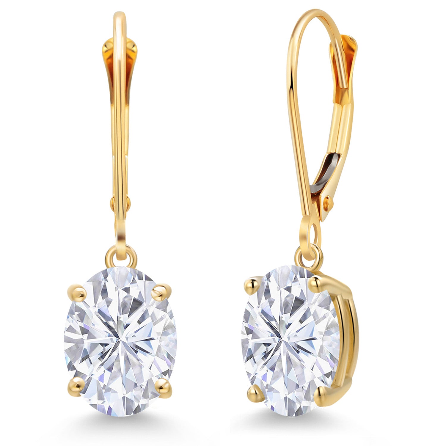 White Zirconia_Earrings in 14K Yellow Gold