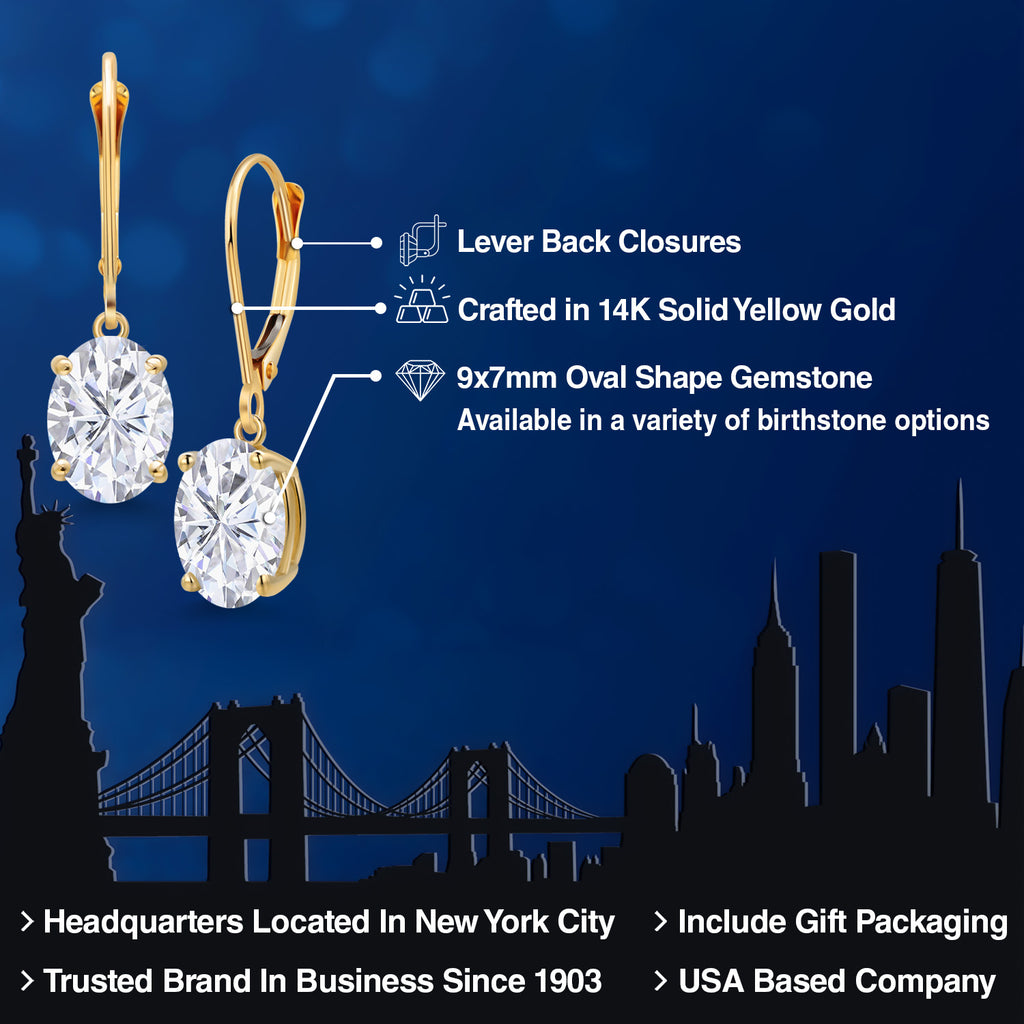 White Zirconia_Earrings in 14K Yellow Gold