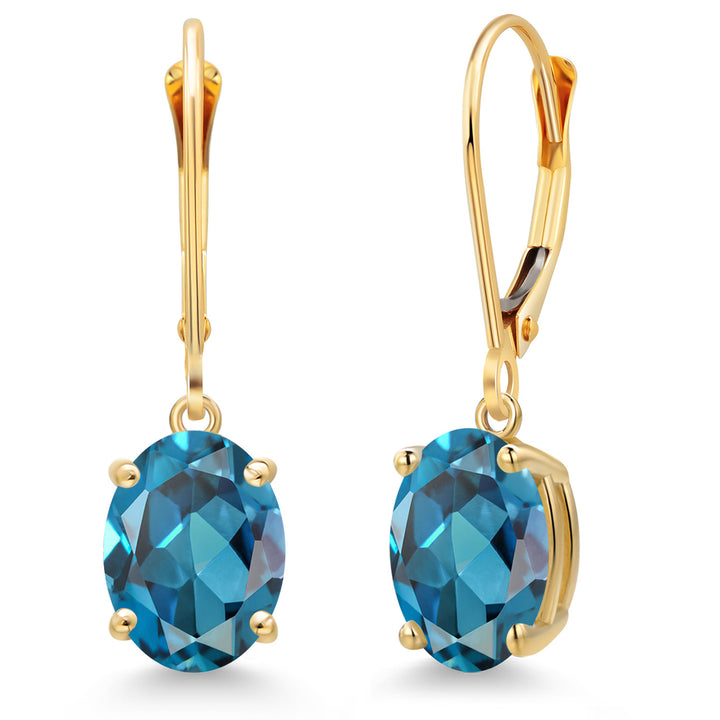 London Blue Topaz - November_Earrings in 14K Yellow Gold