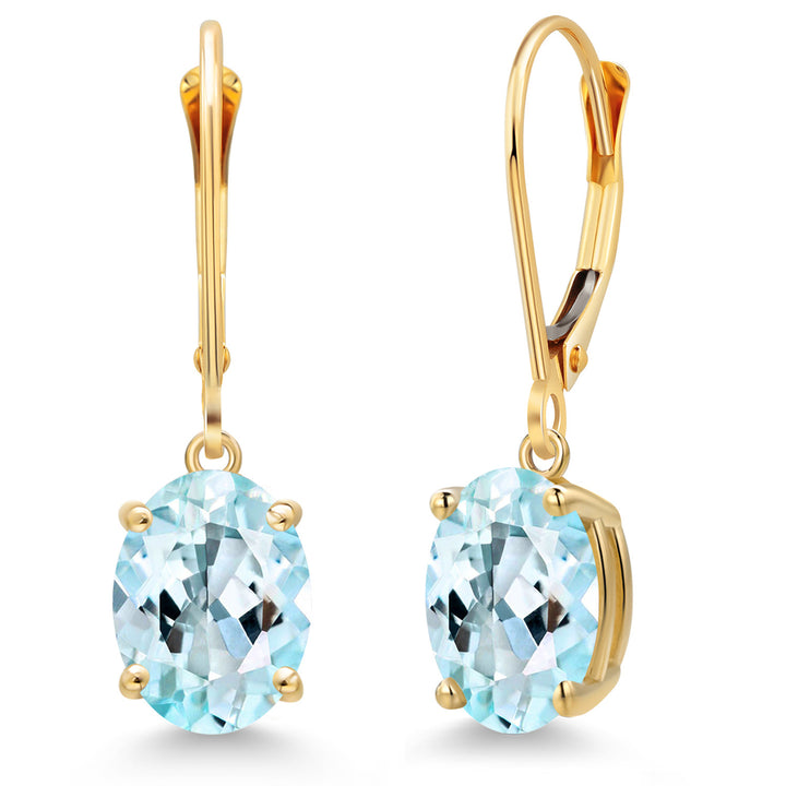 Sky Blue Topaz - November_Earrings in 14K Yellow Gold