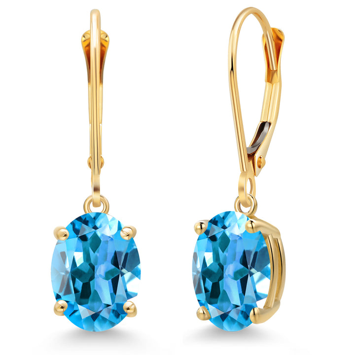 Swiss Blue Topaz - November_Earrings in 14K Yellow Gold