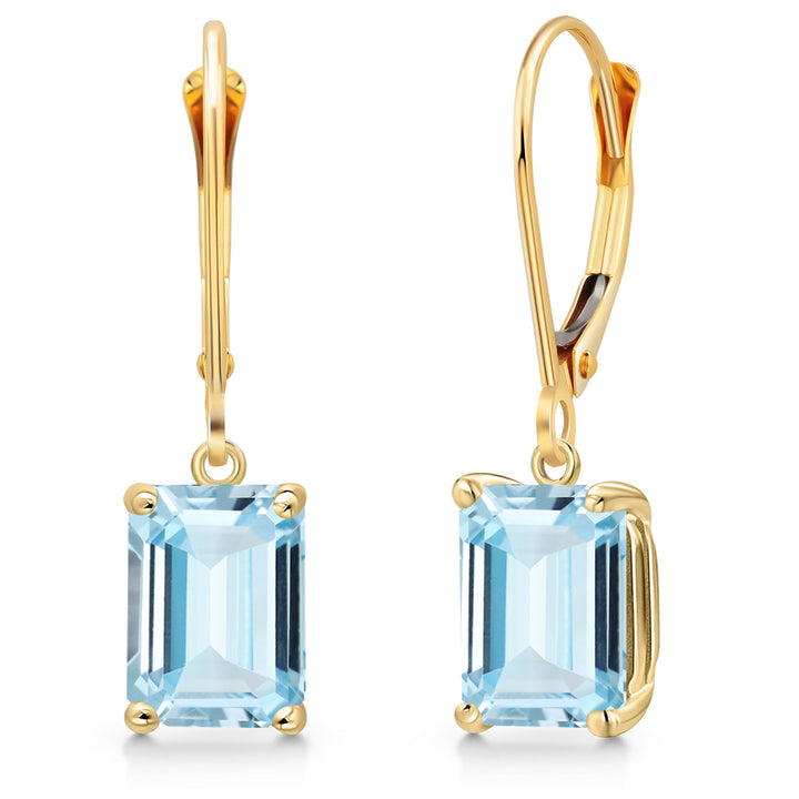 Aquamarine - March_Earrings in 14K Yellow Gold
