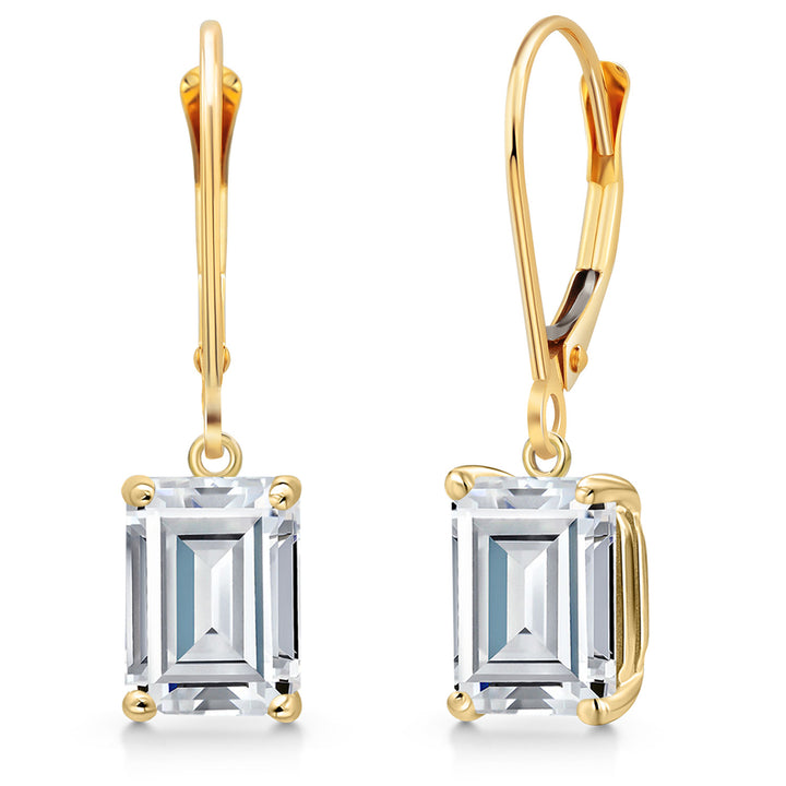 White Moissanite - April_Earrings in 14K Yellow Gold