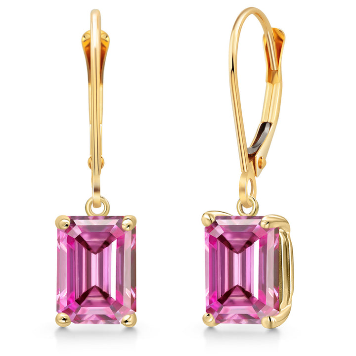 Pink Moissanite - April_Earrings in 14K Yellow Gold