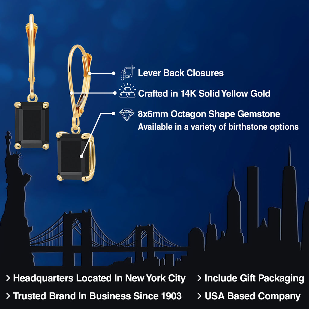 Onyx - December_Earrings in 14K Yellow Gold
