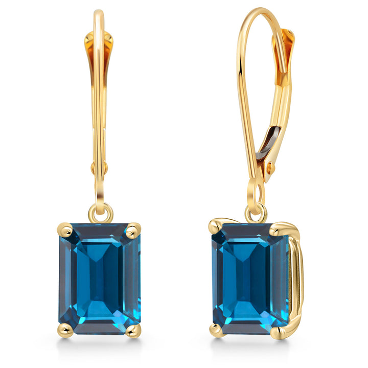 London Blue Topaz - November_Earrings in 14K Yellow Gold
