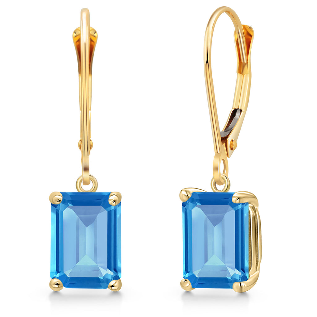 Swiss Blue Topaz - November_Earrings in 14K Yellow Gold