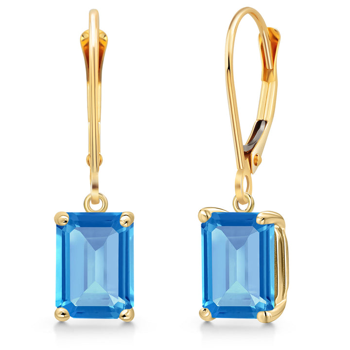 Swiss Blue Topaz - November_Earrings in 14K Yellow Gold