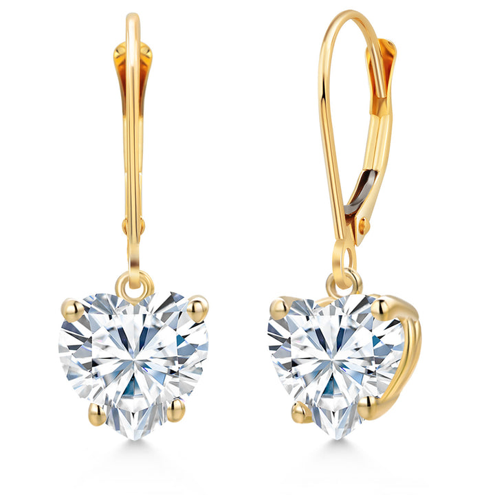 White Moissanite - April_Earrings in 14K Yellow Gold