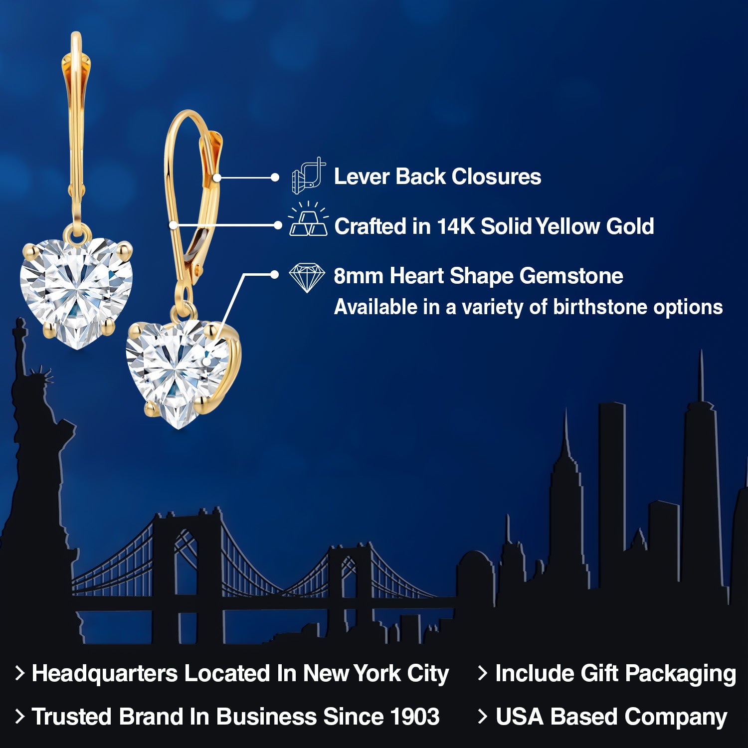 Near Colorless (GH)_Earrings in 14K Yellow Gold