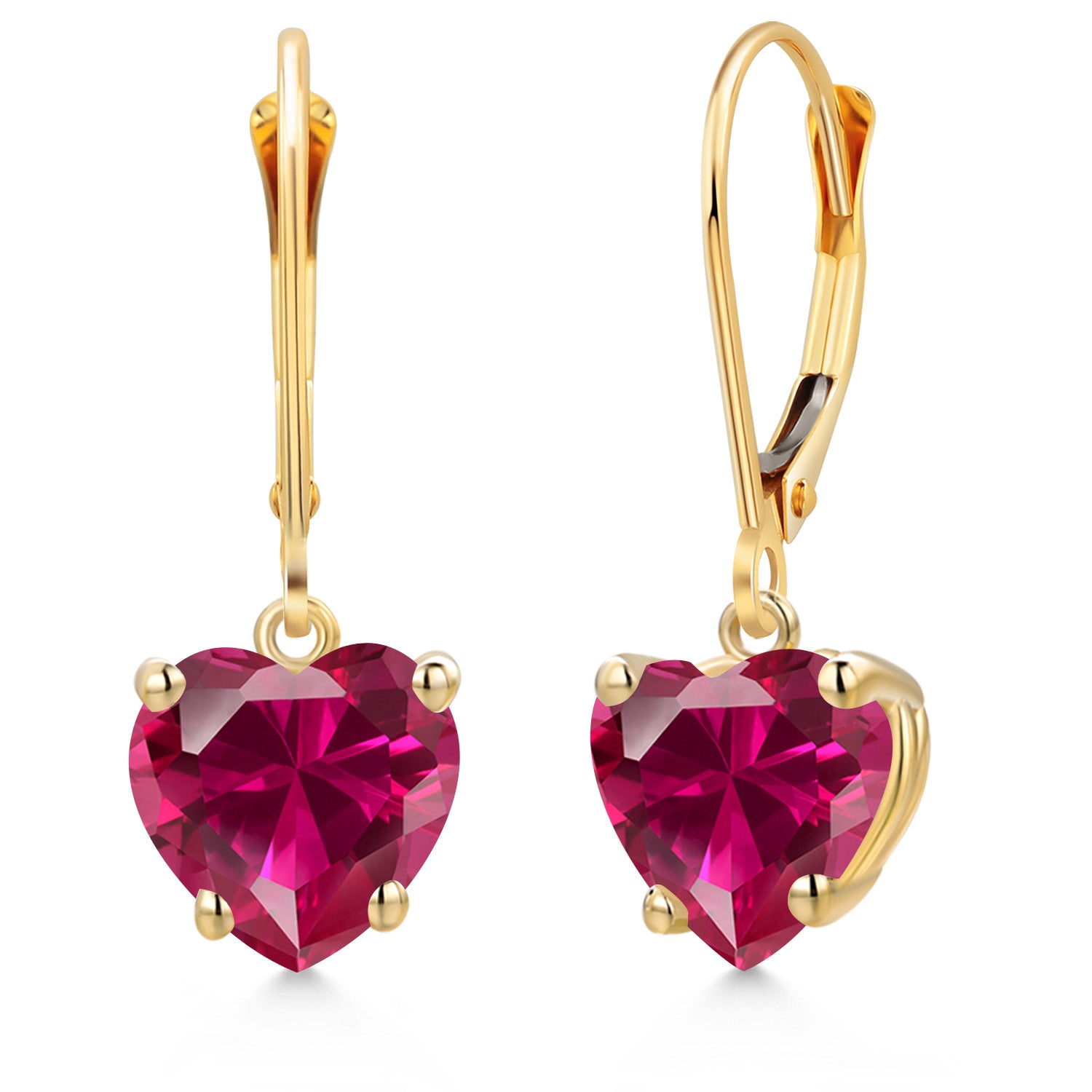 Created Ruby - July_Earrings in 14K Yellow Gold