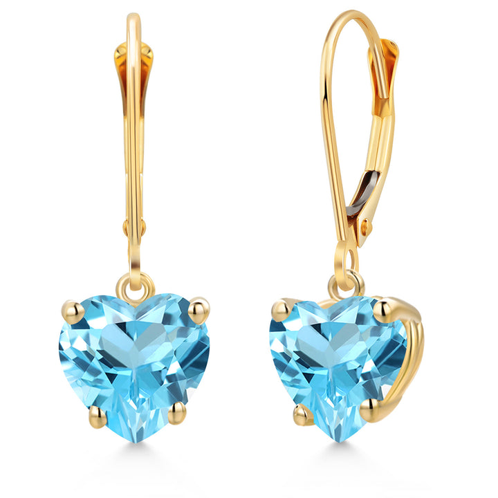 Swiss Blue Topaz - November_Earrings in 14K Yellow Gold