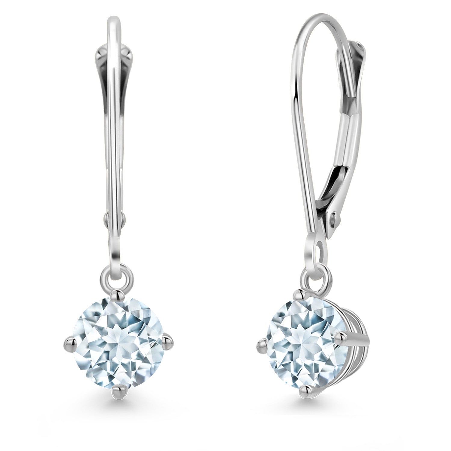 Aquamarine - March_Earrings in 14K White Gold