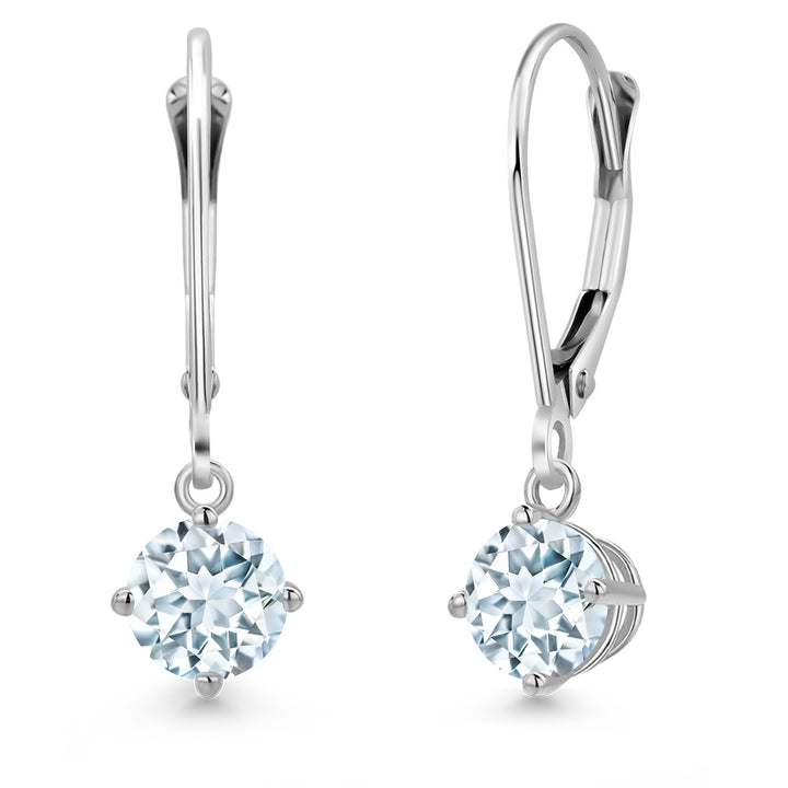 Aquamarine - March_Earrings in 14K White Gold
