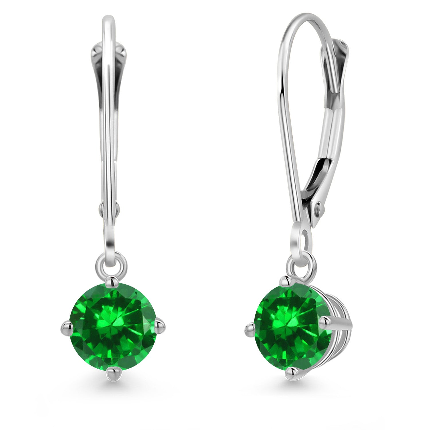 Created Emerald - May_Earrings in 14K White Gold