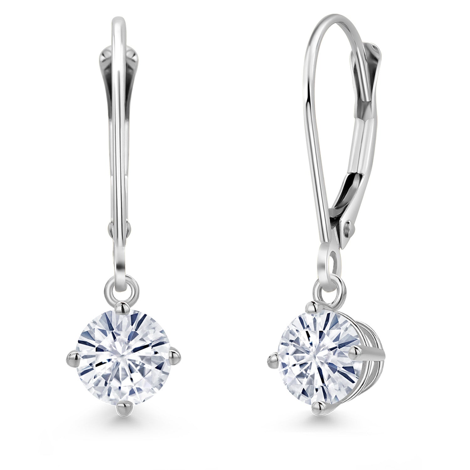 White Moissanite - April_Earrings in 14K White Gold