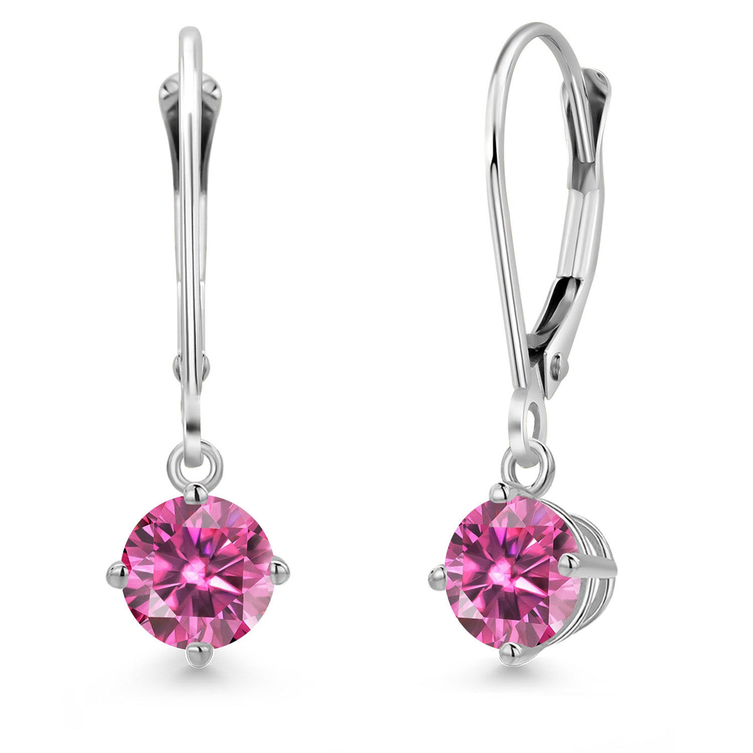 Pink Moissanite - April_Earrings in 14K White Gold