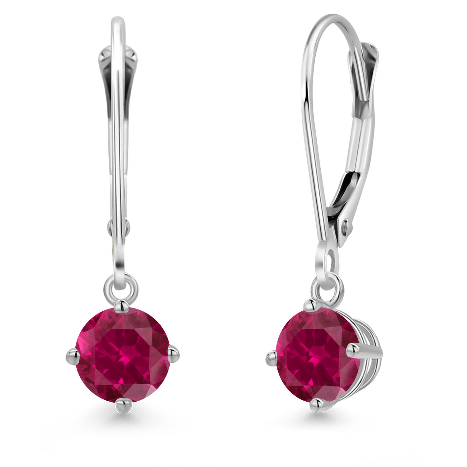 Created Ruby - July_Earrings in 14K White Gold