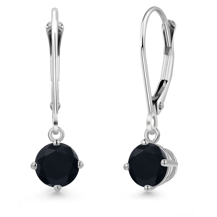Onyx - December_Earrings in 14K White Gold