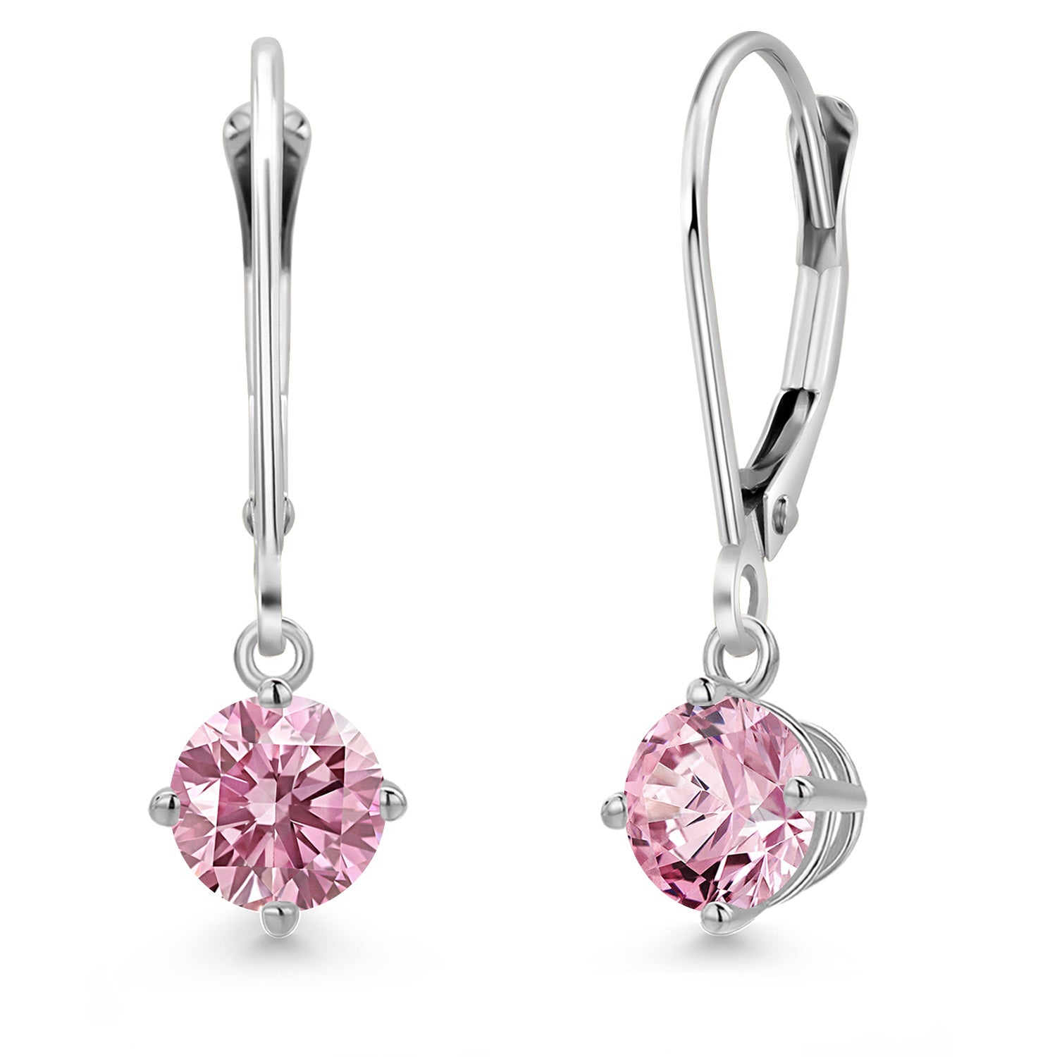 Pink Lab Grown Diamond - April_Earrings in 14K White Gold