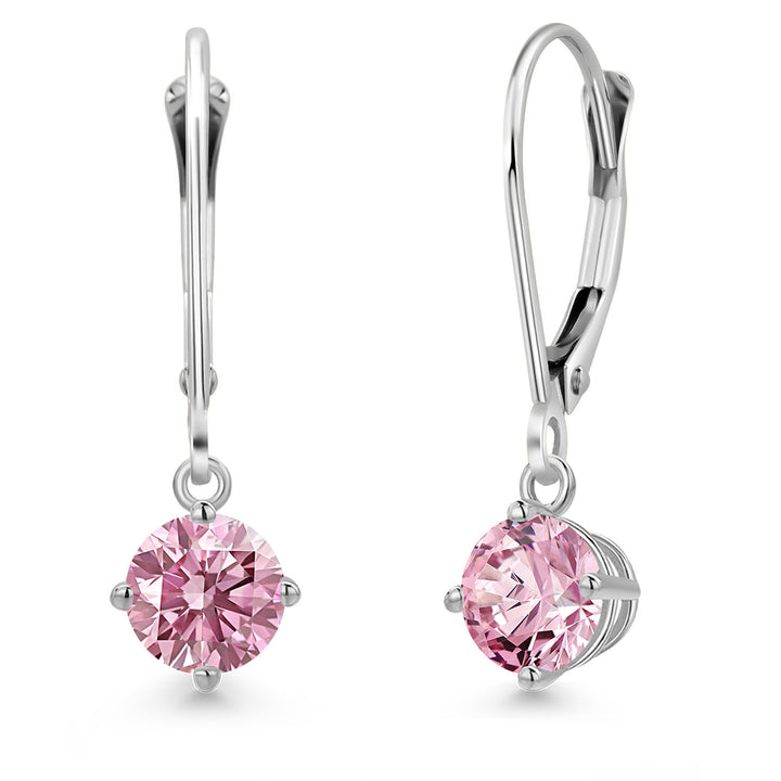 Pink Lab Grown Diamond - April_Earrings in 14K White Gold