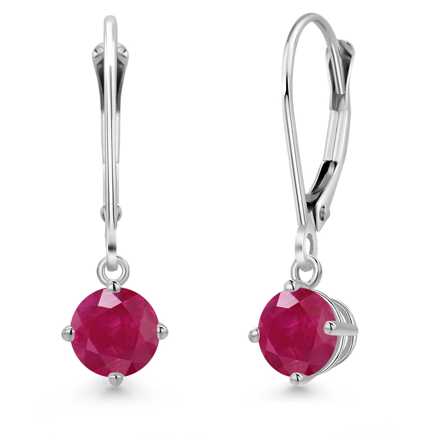 Ruby - July_Earrings in 14K White Gold