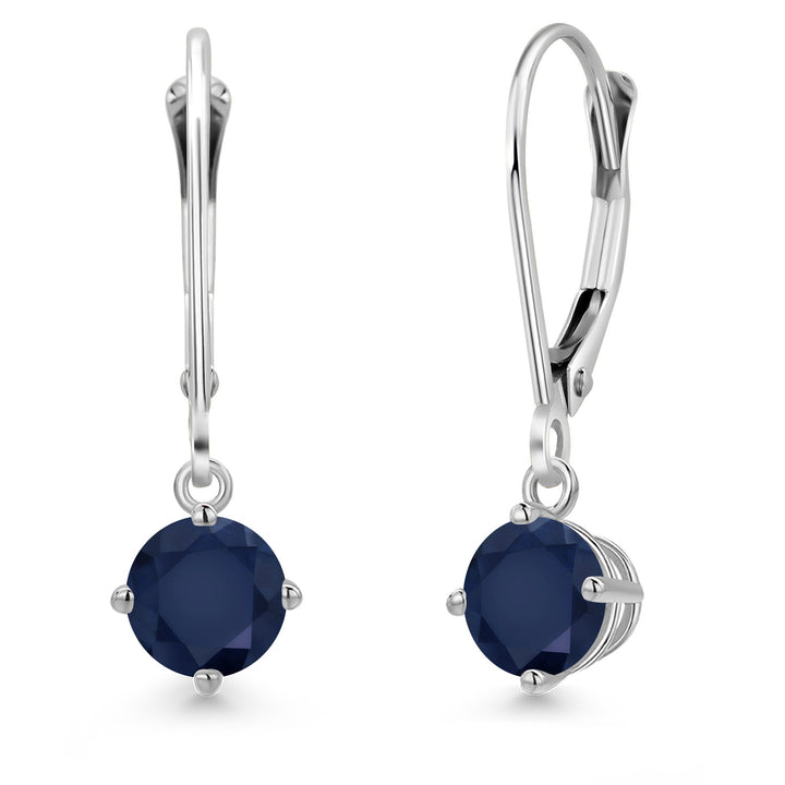 Blue Sapphire - September_Earrings in 14K White Gold