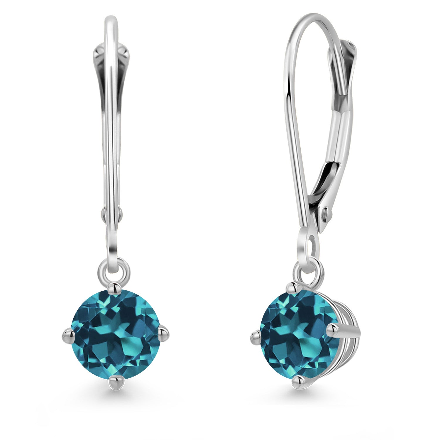 London Blue Topaz - November_Earrings in 14K White Gold