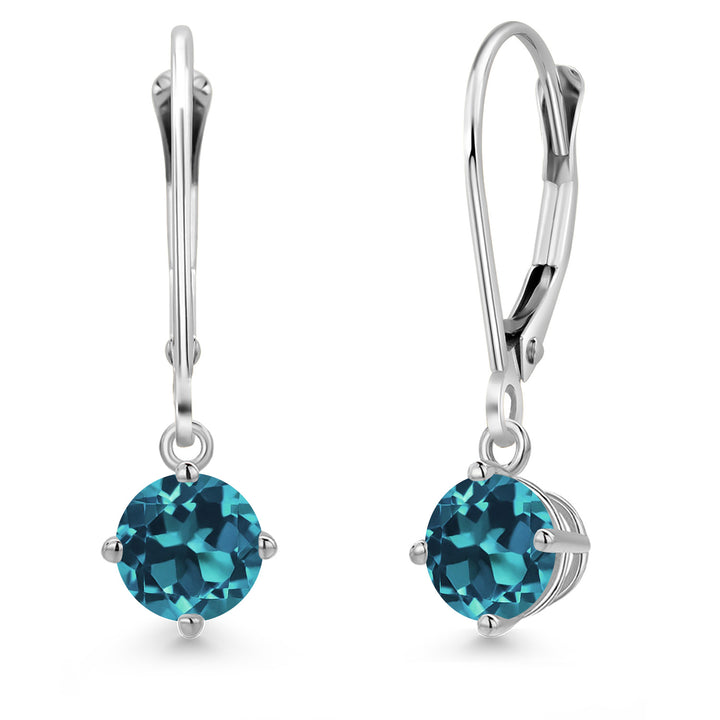 London Blue Topaz - November_Earrings in 14K White Gold