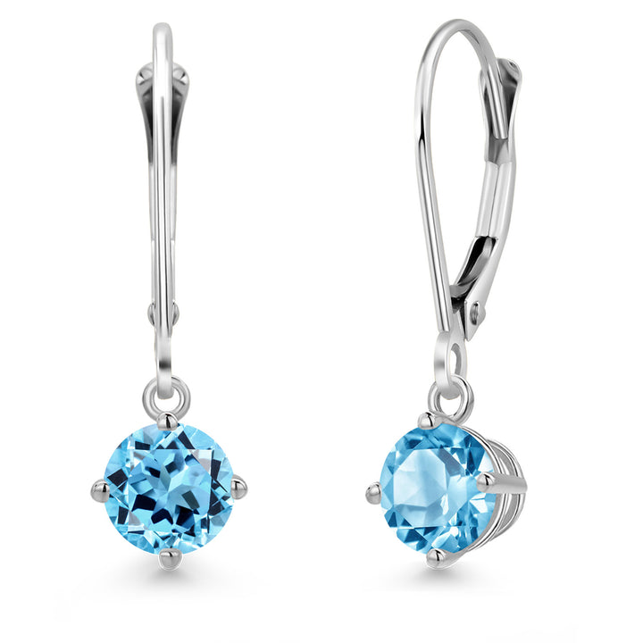 Swiss Blue Topaz - November_Earrings in 14K White Gold