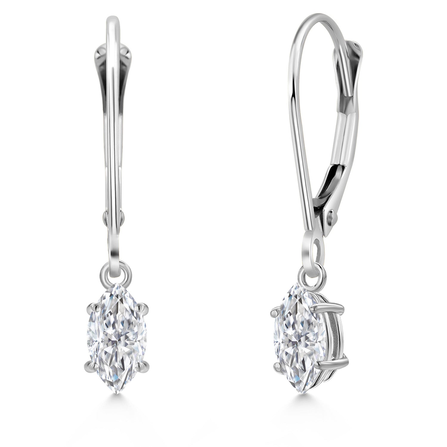 White Moissanite - April_Earrings in 14K White Gold
