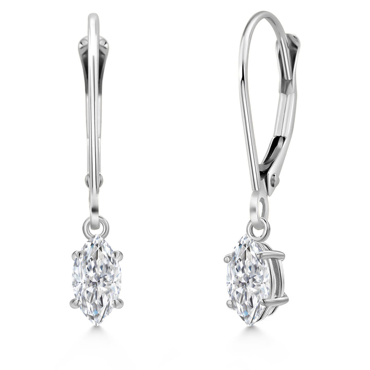 White Moissanite - April_Earrings in 14K White Gold