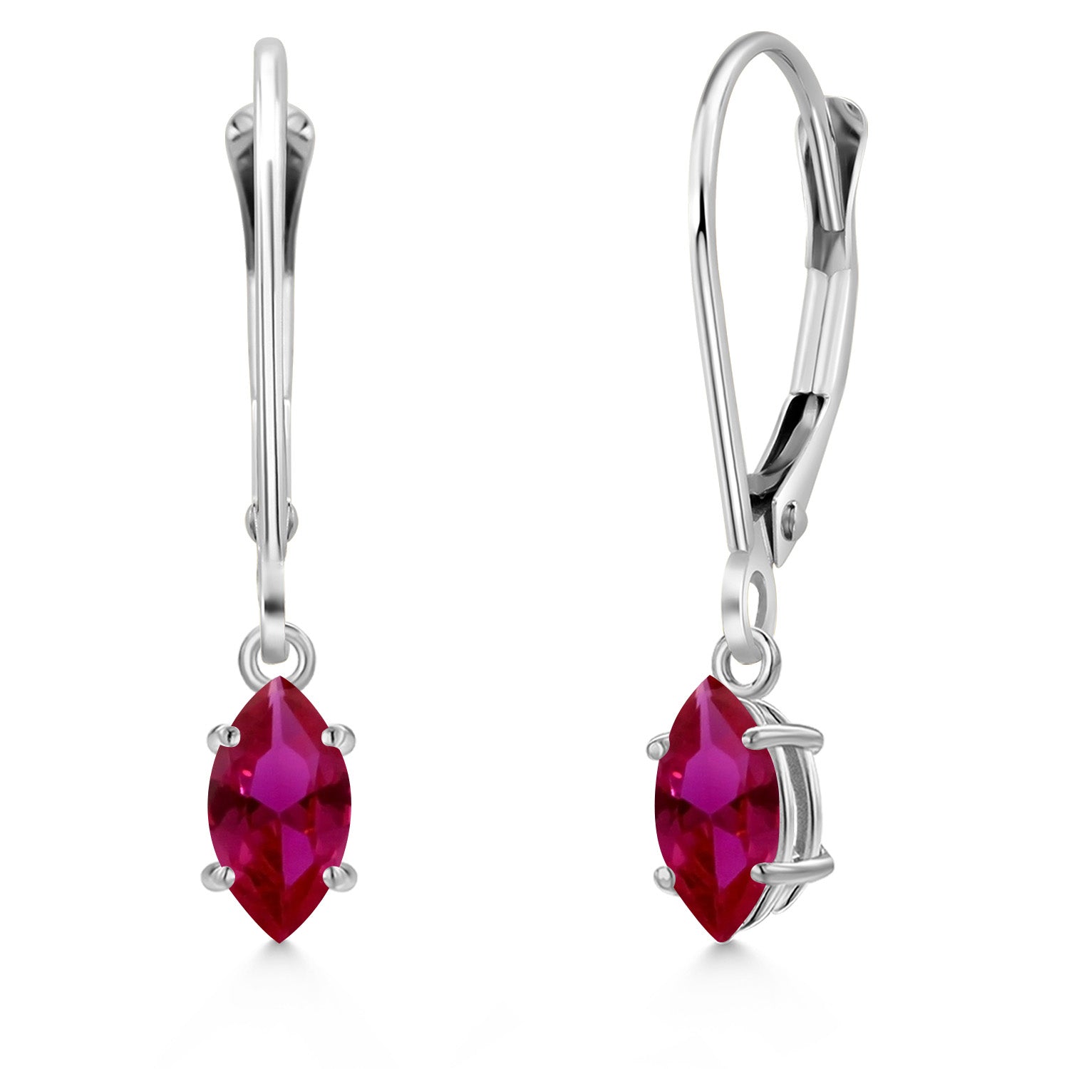 Created Ruby - July_Earrings in 14K White Gold