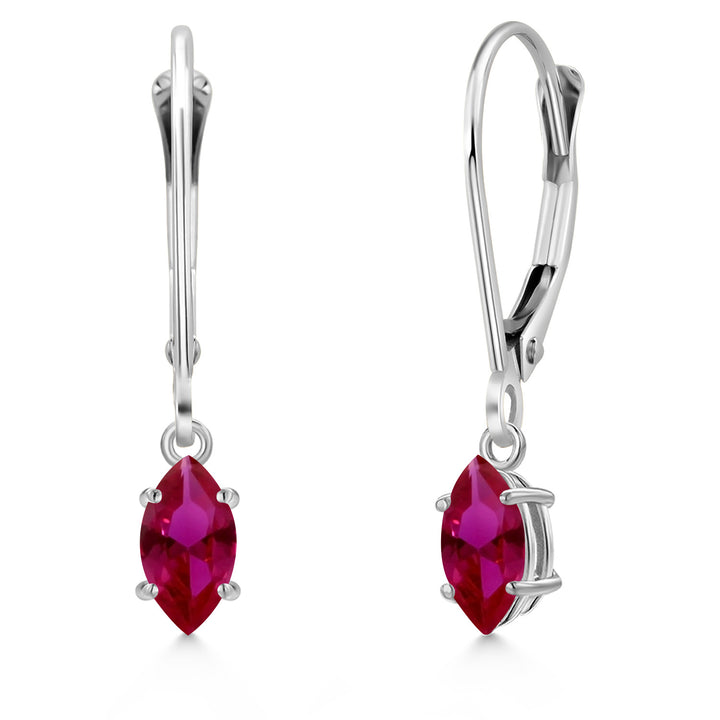Created Ruby - July_Earrings in 14K White Gold