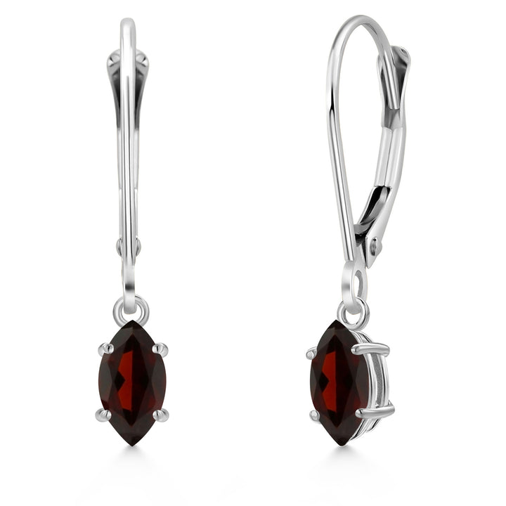 Garnet - January_Earrings in 14K White Gold