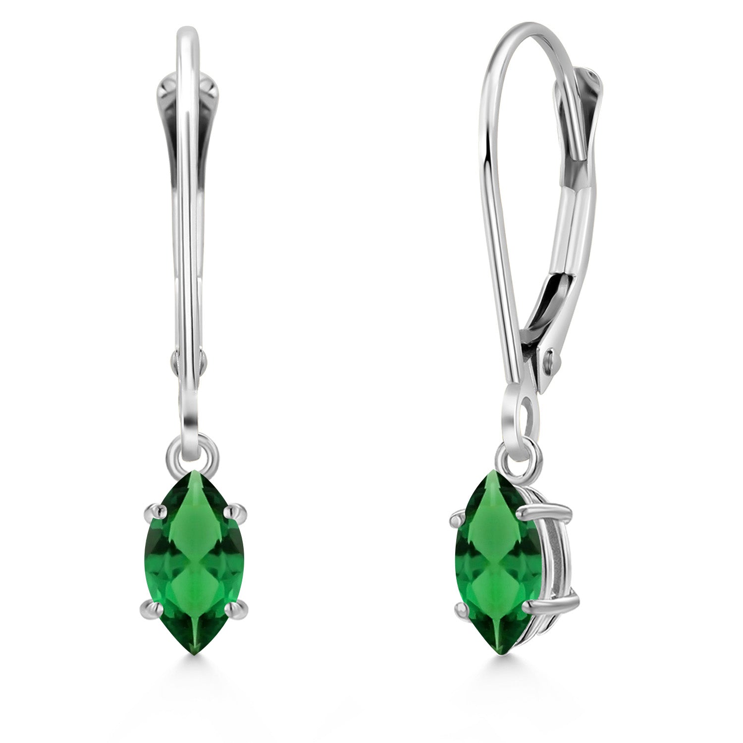 Nano Emerald - May_Earrings in 14K White Gold
