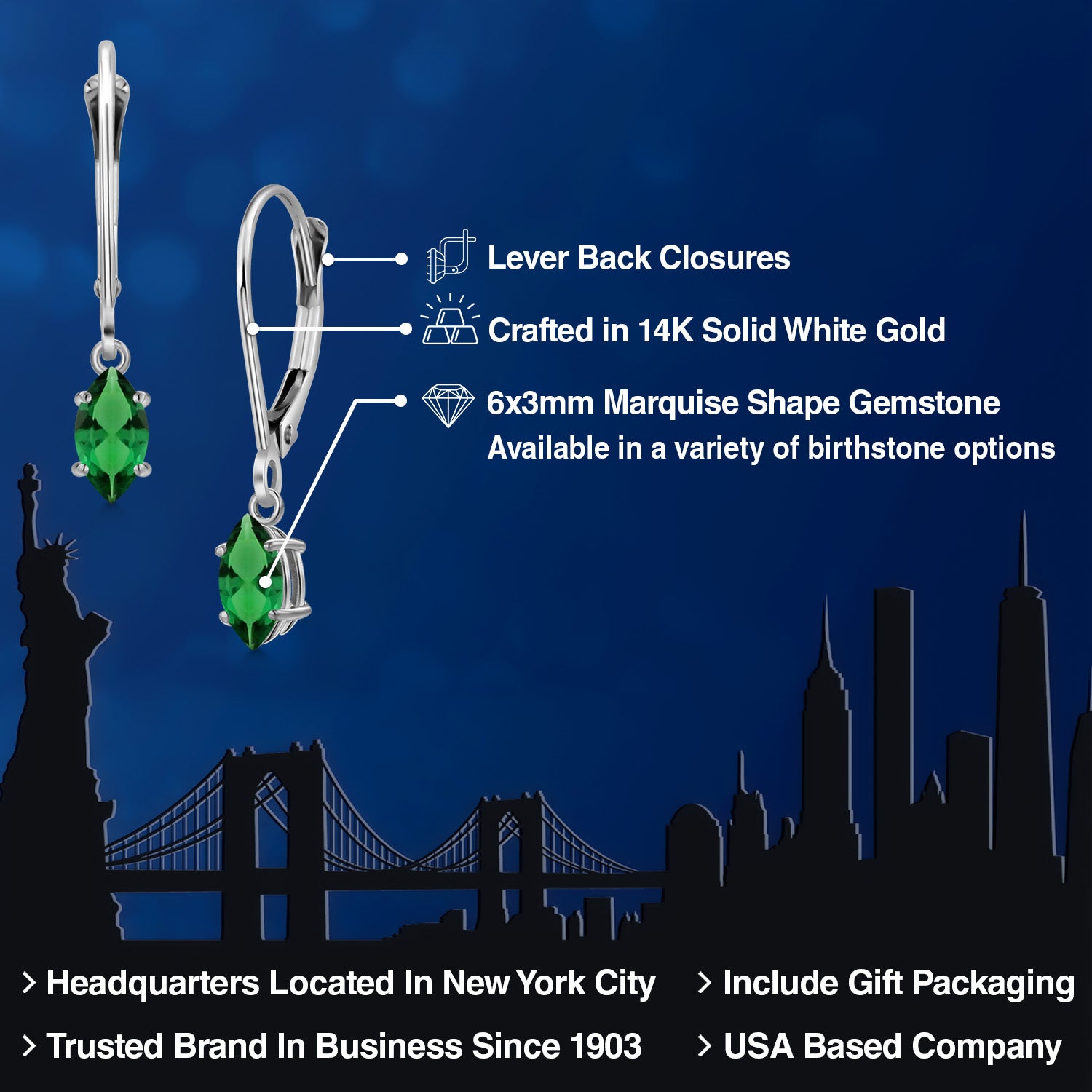 Nano Emerald - May_Earrings in 14K White Gold