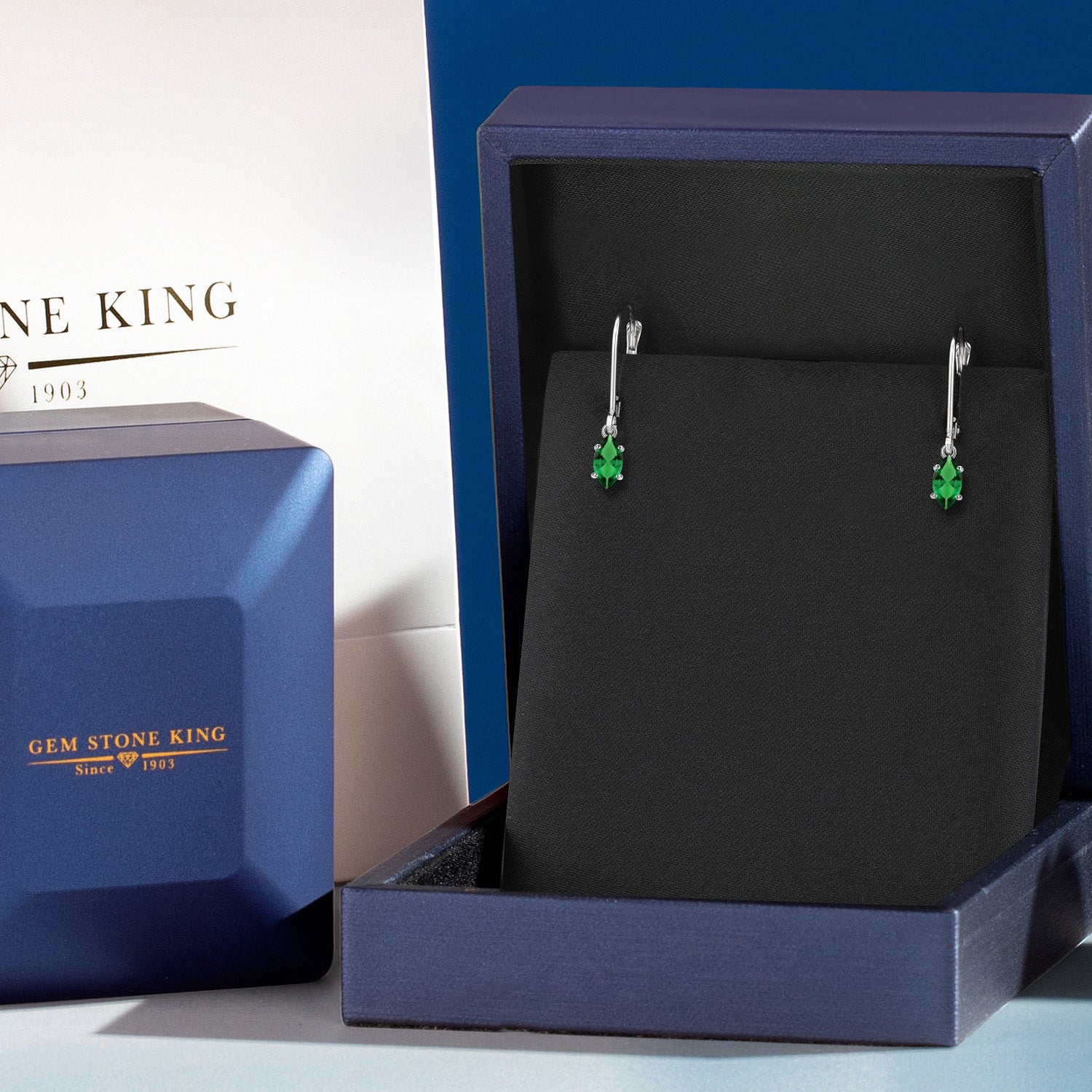 Nano Emerald - May_Earrings in 14K White Gold