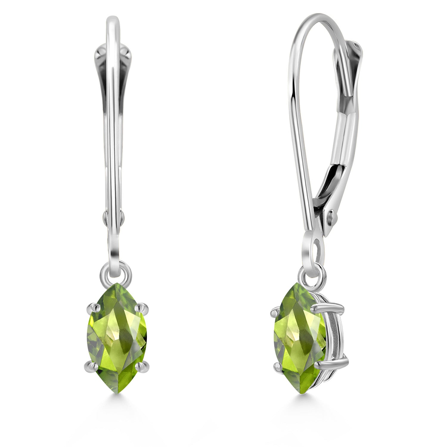 Peridot - August_Earrings in 14K White Gold