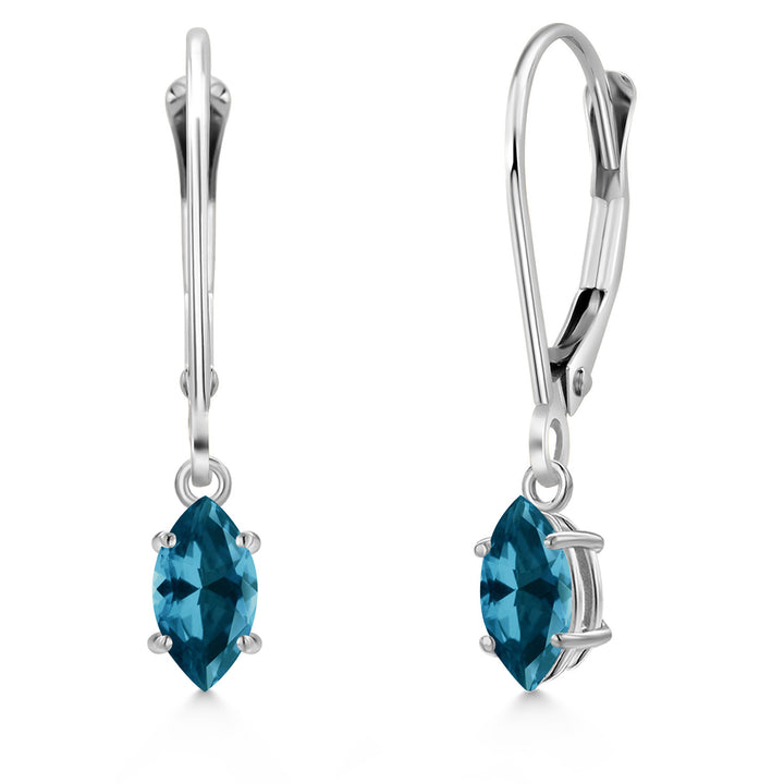 London Blue Topaz - November_Earrings in 14K White Gold