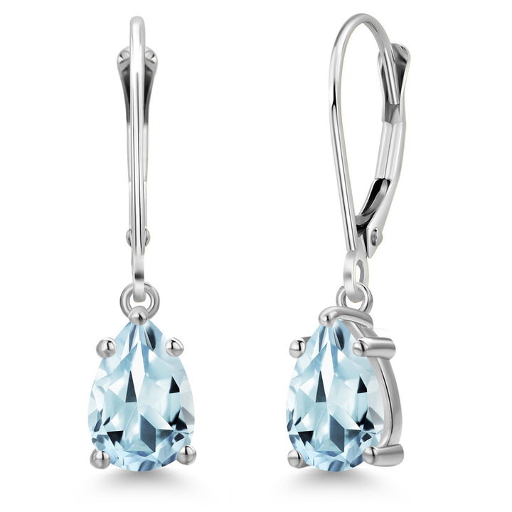 Aquamarine - March_Earrings in 14K White Gold