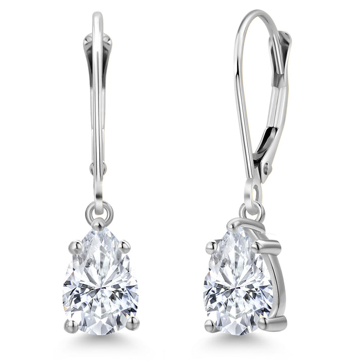 White Moissanite - April_Earrings in 14K White Gold