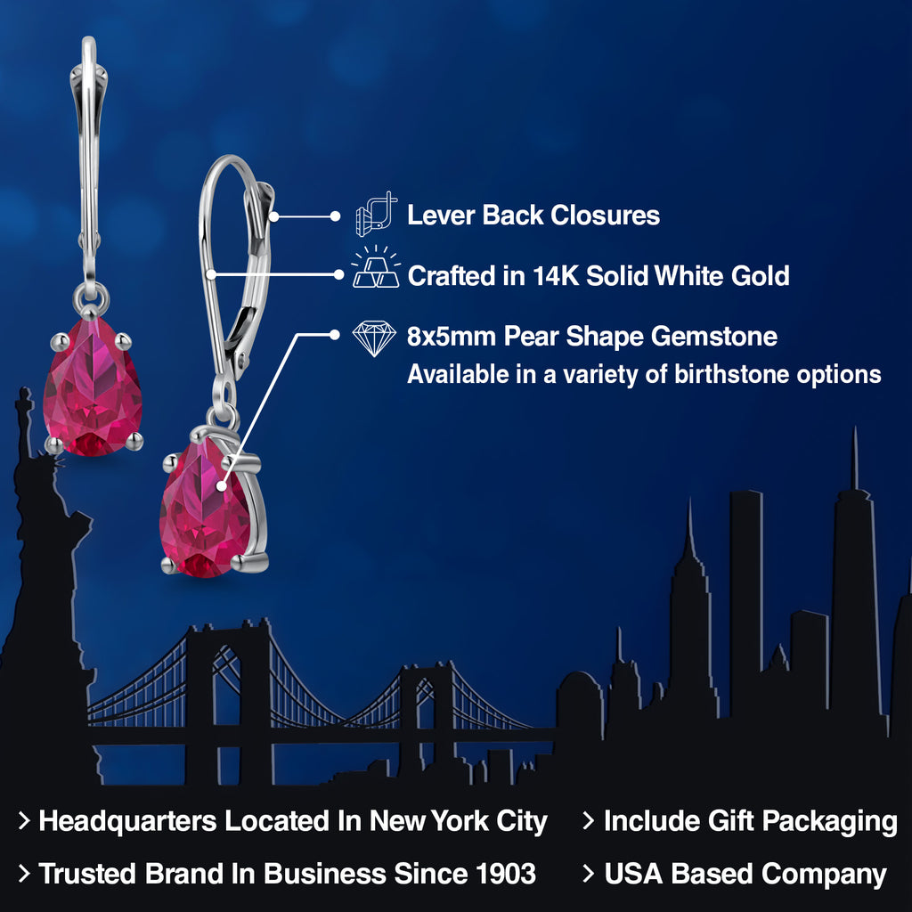 Created Ruby - July_Earrings in 14K White Gold